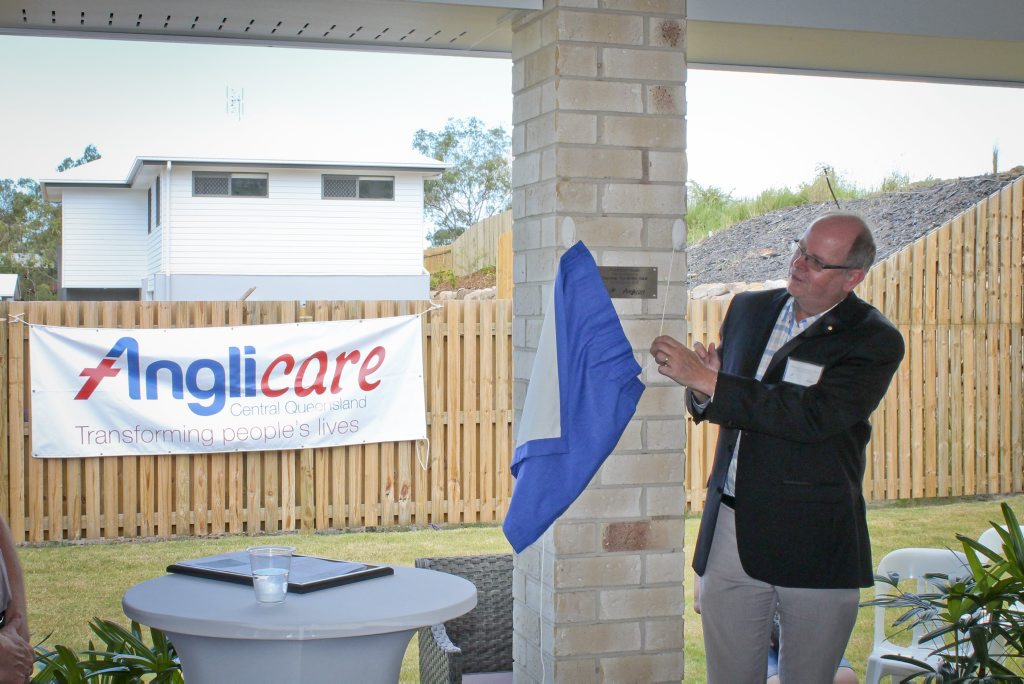 Gladstone Foundation chairman Tim Griffin officially opens the first Anglicare care house. Gladstone Foundation chairman Tim Griffin officially opens the first Anglicare care house.