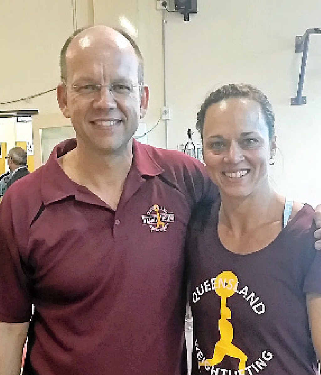 EXPERIENCED: Miles Wydall will host a special coaching clinic at the Whitsunday Weightlifting Club (WWC) this weekend. Here he is pictured with student and WWC coach Leanne Knox.