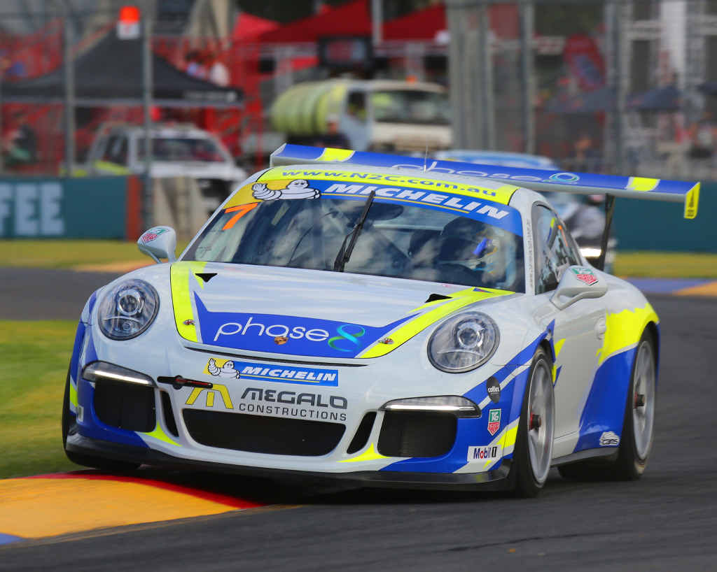 Matt Campbell in action during the Porsche Carrera Cup as part of the Clipsal 500 yesterday. Matt Campbell in action during the Porsche Carrera Cup as part of the Clipsal 500 yesterday.