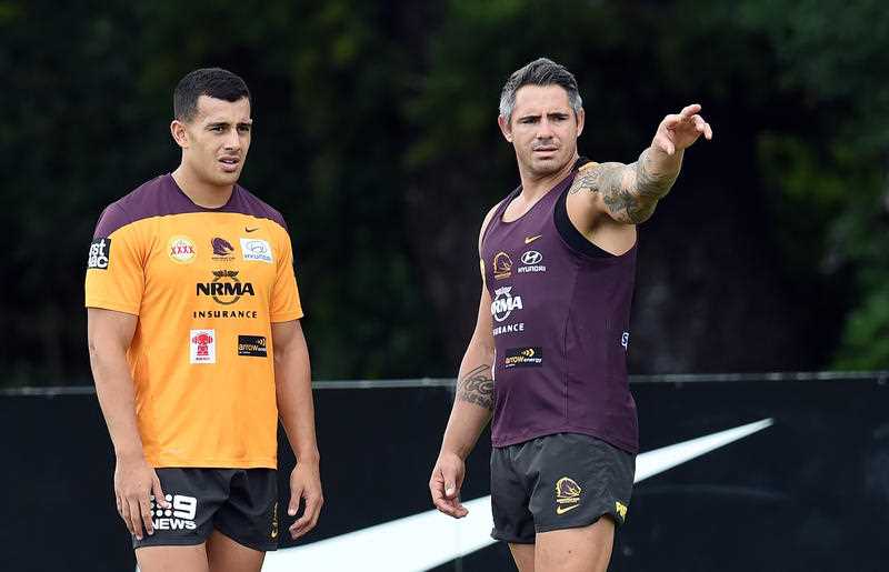 Brisbane Broncos players Corey Parker (right) and Jordan Kahu chat during training in Brisbane, Thursday, Feb. 26, 2015. The Broncos is the latest Queensland sporting team rumoured to be involved in a drug scandal linked to other NRL players and players from other codes. Brisbane Broncos players Corey Parker (right) and Jordan Kahu chat during training in Brisbane, Thursday, Feb. 26, 2015. The Broncos is the latest Queensland sporting team rumoured to be involved in a drug scandal linked to other NRL players and players from other codes.