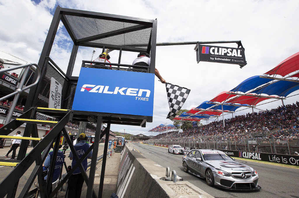 IMPRESSIVE START: Ash Walsh crosses the finish line in eighth place in race two of the Clipsal 500. IMPRESSIVE START: Ash Walsh crosses the finish line in eighth place in race two of the Clipsal 500.