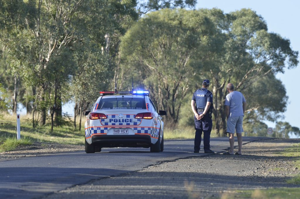 Police investigate a triple shooting at Biddeston, 25km west of Toowoomba, this morning. Police investigate a triple shooting at Biddeston, 25km west of Toowoomba, this morning.