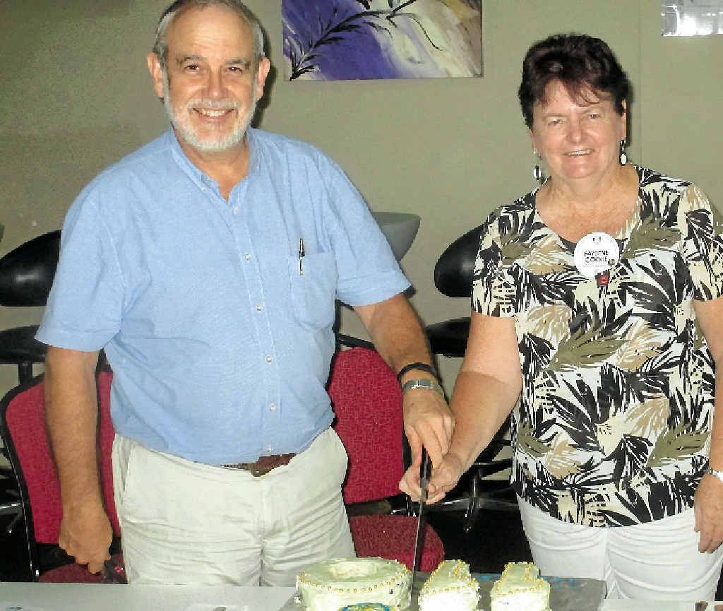 ICING ON THE CAKE: Long-serving Rotary Club of Proserpine member Paul Joice and president Faylene Cooke cut the cake marking 110 years of Rotary International. ICING ON THE CAKE: Long-serving Rotary Club of Proserpine member Paul Joice and president Faylene Cooke cut the cake marking 110 years of Rotary International.