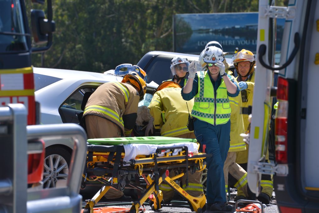 FATAL: Emergency workers hard at work trying to extricate 3 trapped passengers from a head-on accident Frizzo Road, Palmview. Photo: John McCutcheon / Sunshine Coast Daily FATAL: Emergency workers hard at work trying to extricate 3 trapped passengers from a head-on accident Frizzo Road, Palmview. Photo: John McCutcheon / Sunshine Coast Daily