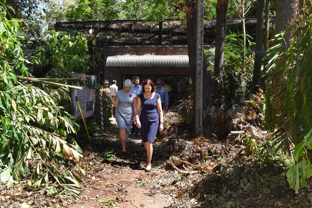 Queensland Premier Annastacia Palaszczuk met with Rockhampton Mayor Margaret Strelow and Keppel MP Brittany Lauga at the Botanical Gardens to view the damage, after touring cyclone-affected farms along the Capricorn Coast. Photo Rachael Conaghan/The Morning Bulletin Queensland Premier Annastacia Palaszczuk met with Rockhampton Mayor Margaret Strelow and Keppel MP Brittany Lauga at the Botanical Gardens to view the damage, after touring cyclone-affected farms along the Capricorn Coast. Photo Rachael Conaghan/The Morning Bulletin