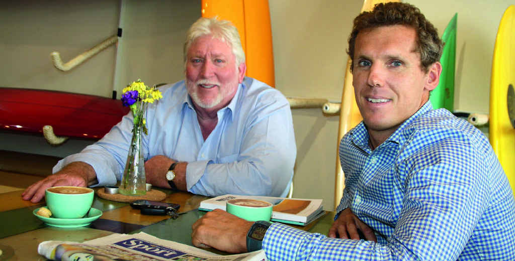 HARD AT WORK: Tony Rich and Nick Dowling, of Colliers Sunshine Coast, discuss the business merger over coffee at Glass in Cotton Tree. HARD AT WORK: Tony Rich and Nick Dowling, of Colliers Sunshine Coast, discuss the business merger over coffee at Glass in Cotton Tree.