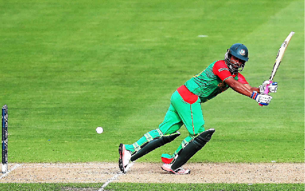 FOUR MORE: Tamim Iqbal of Bangladesh works the ball away for a boundary. FOUR MORE: Tamim Iqbal of Bangladesh works the ball away for a boundary.