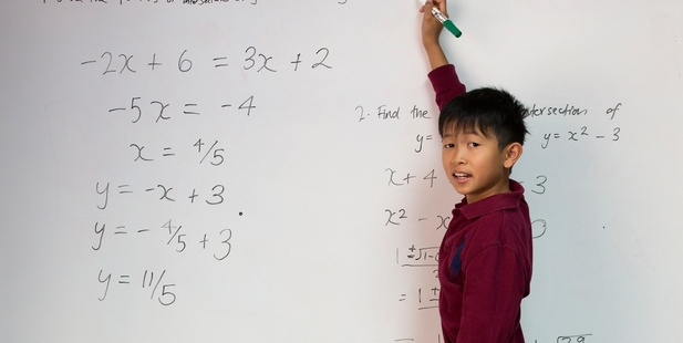 Jensen Au Yeng, 10, has jumped five grades to study maths and physics at ACG Senior College. Photo / Brett Phibbs Jensen Au Yeng, 10, has jumped five grades to study maths and physics at ACG Senior College. Photo / Brett Phibbs