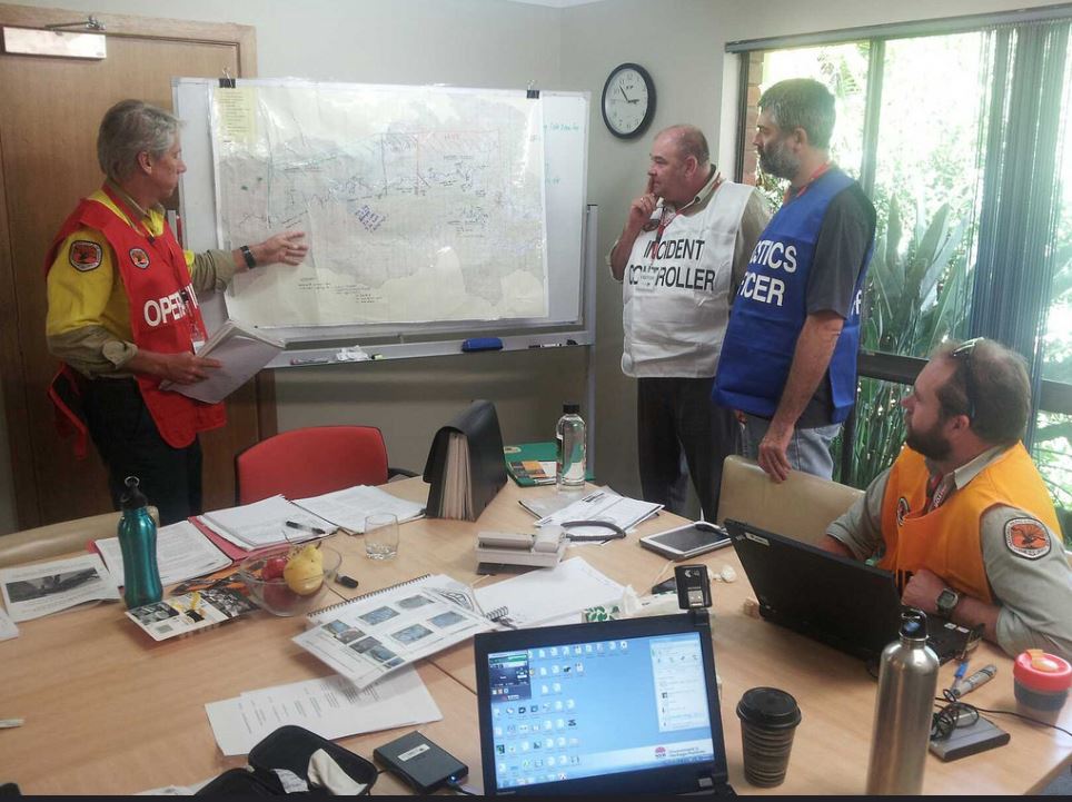 The National Parks and Wildlife incident management team meeting to discuss the closure. The National Parks and Wildlife incident management team meeting to discuss the closure.