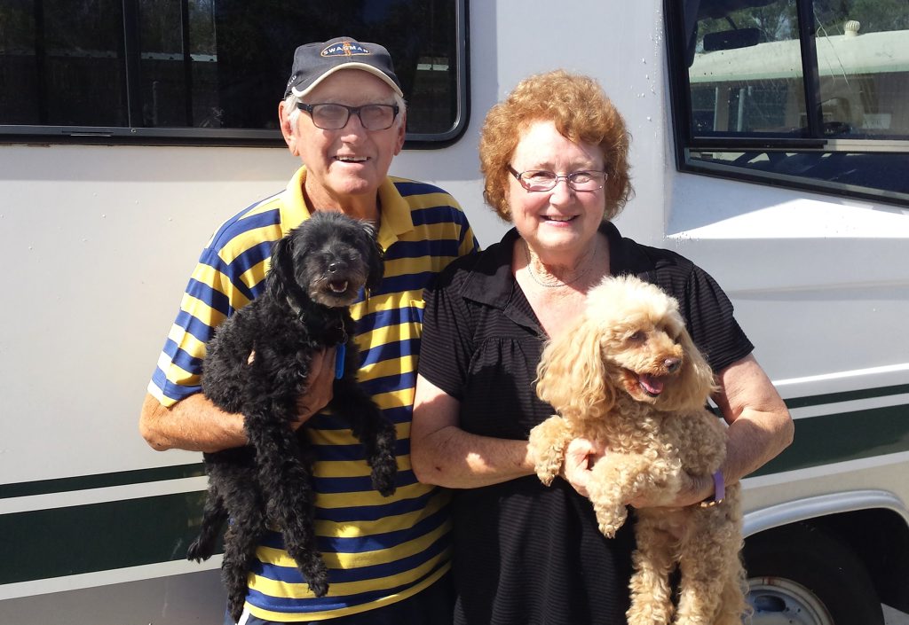 Ross and Brenda Allerton with their poodles Rusty and Bob. Ross and Brenda Allerton with their poodles Rusty and Bob.