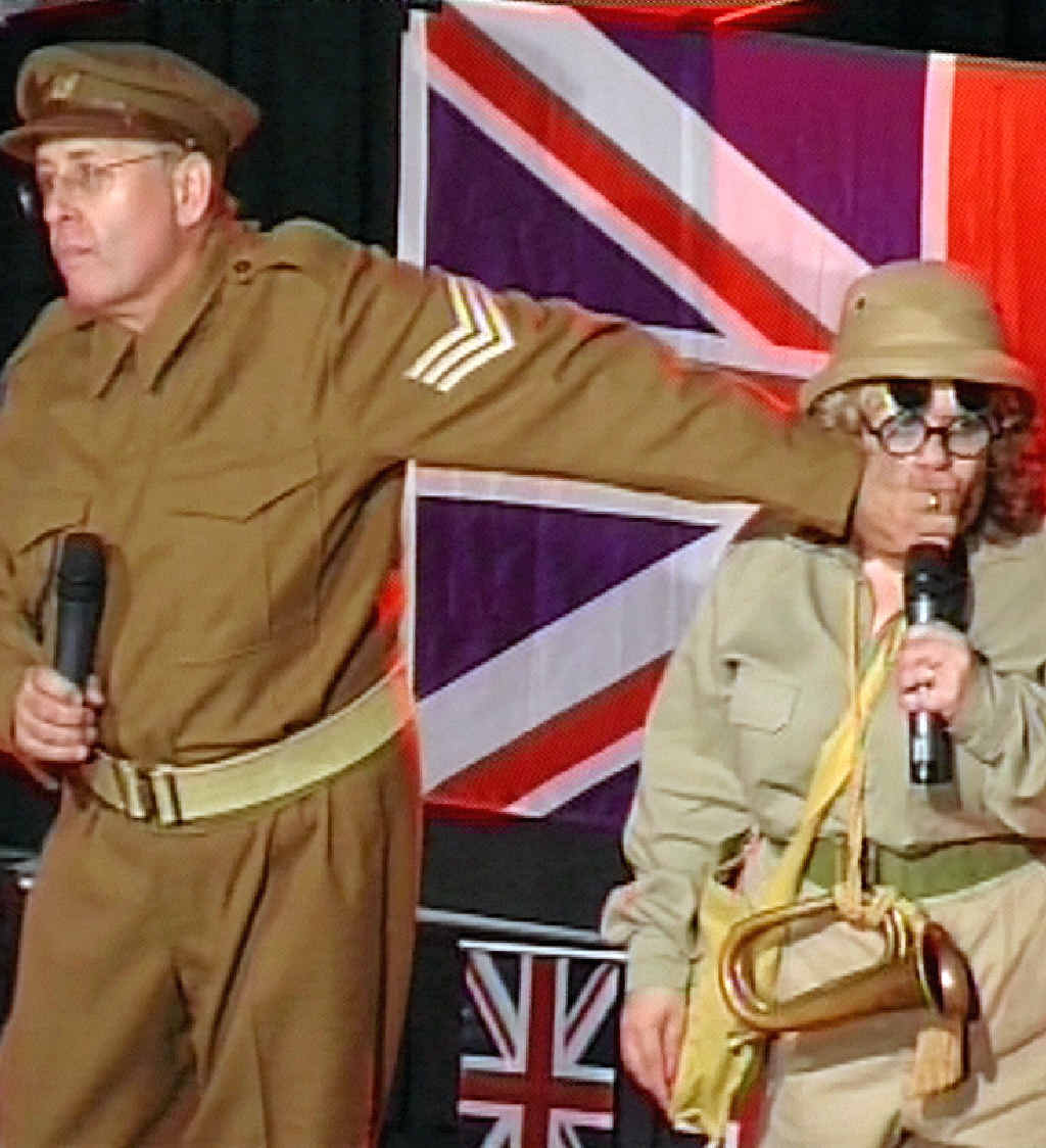 DOUBLE TROUBLE: David Lee-Jay and "Bubble" in a scene from the Pommie Night Out.