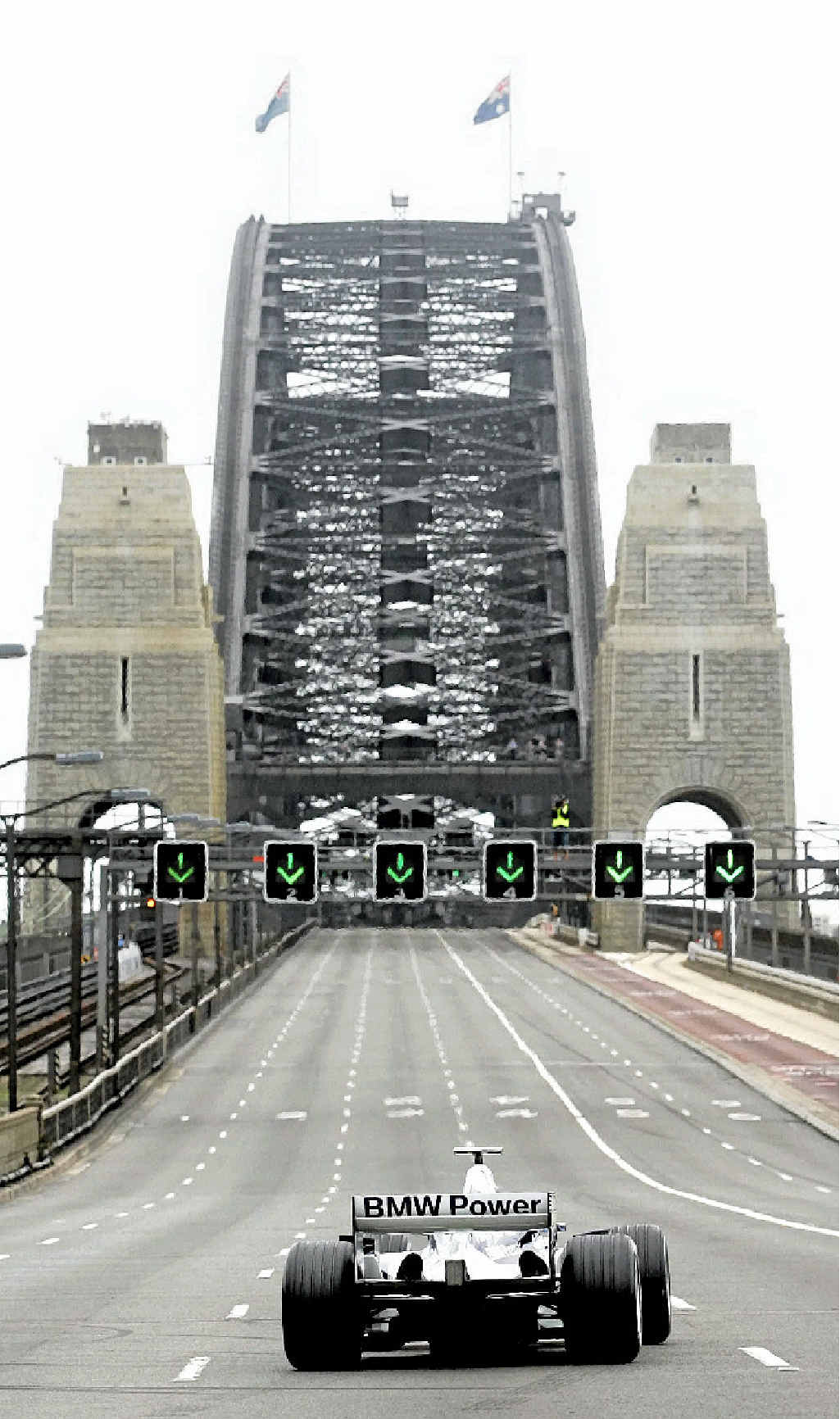 BRIDGE TOO FAR: Former Australian Formula One driver Mark Webber on a promotional run over the Sydney Harbour Bridge in 2005. BRIDGE TOO FAR: Former Australian Formula One driver Mark Webber on a promotional run over the Sydney Harbour Bridge in 2005.