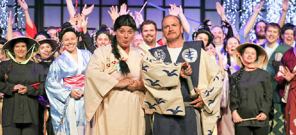 LIGHTS, ACTION: Kathleen Watt (Japanese schoolgirl), Michael Connolly (gentleman of Japan) and the rest of the cast are gearing up for the Mikado shows at the GECC.