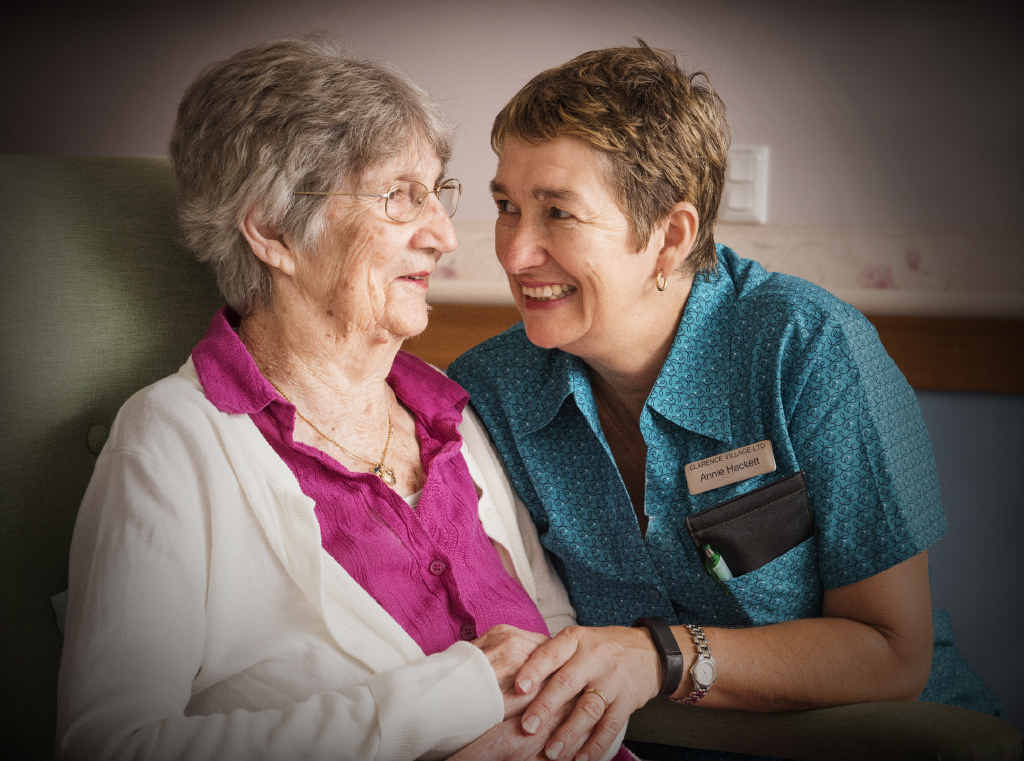 FAMILY CARE: Dougherty Villa carer Annie Hackett (right) with her mum and resident of Dougherty Villa, Betty Hackett. Photo Adam Hourigan