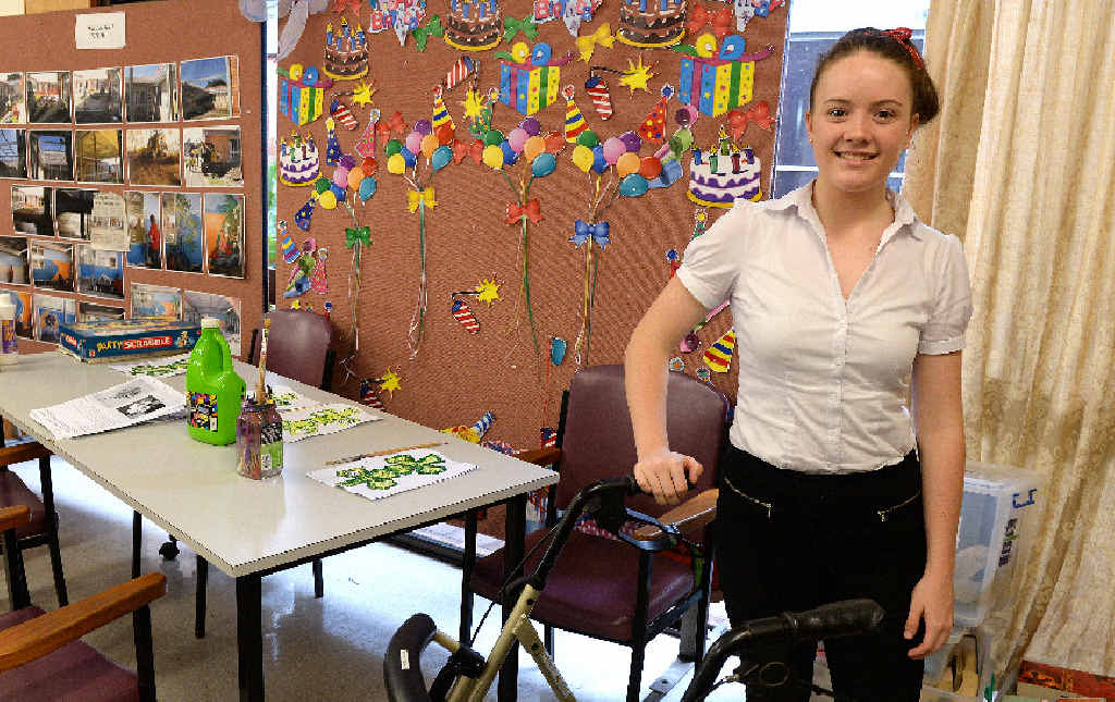HANDS-ON: Mercy College student Emma Carroll enjoyed getting a taste of employment in the health industry during work experience at the Blue Care Homefield Aged Care Facility. HANDS-ON: Mercy College student Emma Carroll enjoyed getting a taste of employment in the health industry during work experience at the Blue Care Homefield Aged Care Facility.