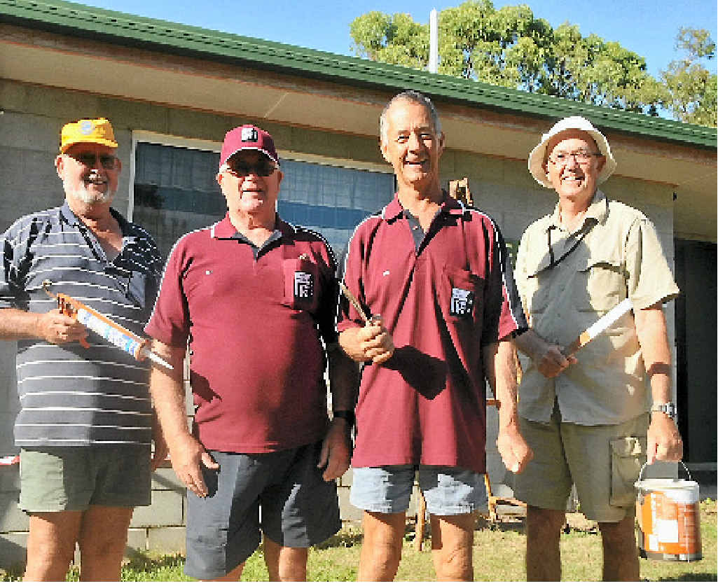 Boyne Tannum Men’s Shed members Rick Bichsel, Bill Taylor, Ian Richardson and Gary McLauchlan worked on the Boyne Tannum scout hut. Boyne Tannum Men’s Shed members Rick Bichsel, Bill Taylor, Ian Richardson and Gary McLauchlan worked on the Boyne Tannum scout hut.