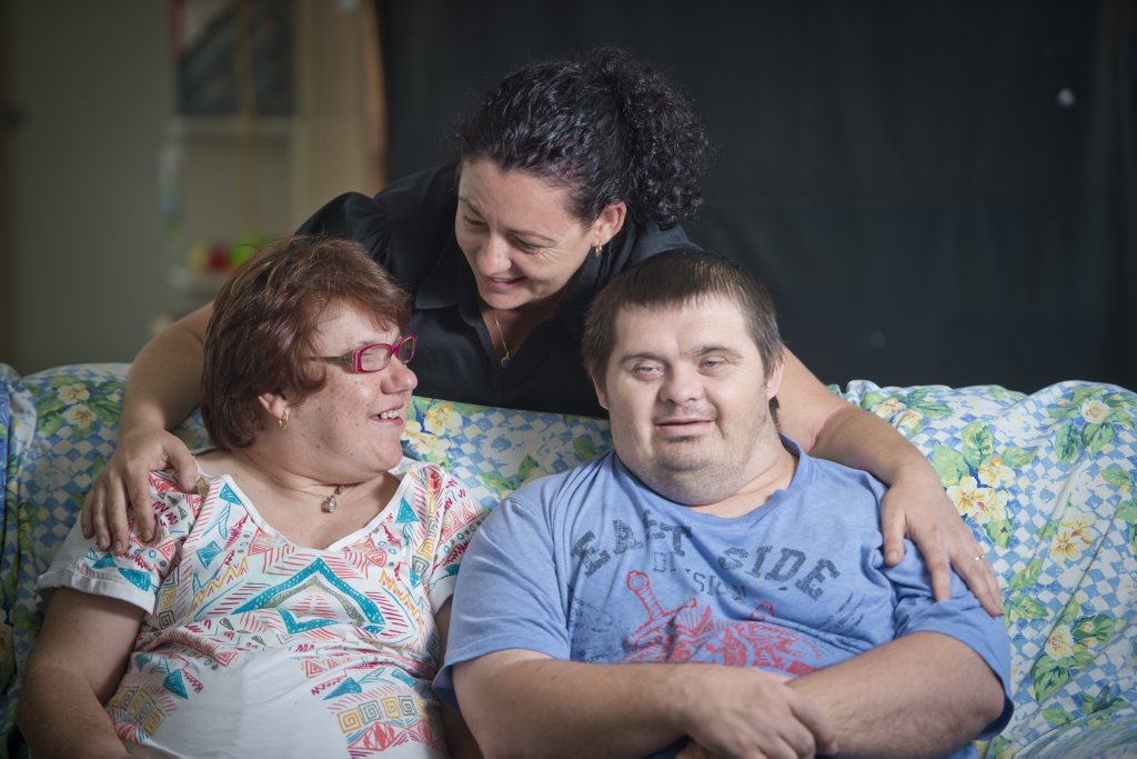 Cerebral Palsy League support work Kylee Hunter with Michelle Walters and Les Veber. Cerebral Palsy League support work Kylee Hunter with Michelle Walters and Les Veber.