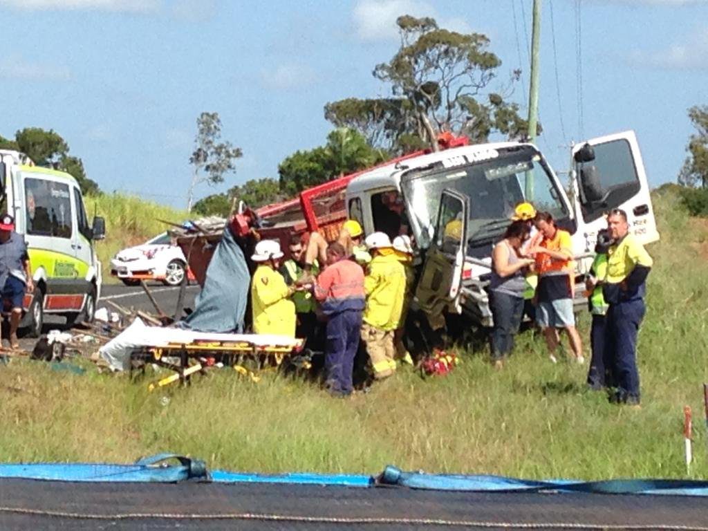 Emergency services on the scene of a crash in Nikenbah.