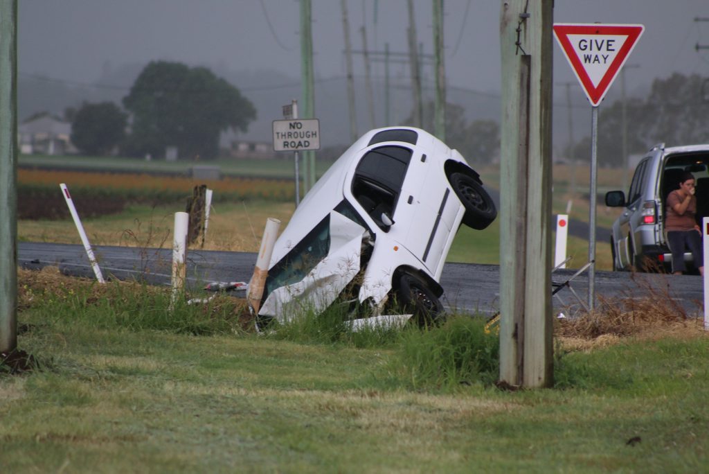 Traffic crash at the intersection of Lake Clarendon Way and Forest Hill-Fernvale Rd on Wednesday, March 18. Photo Amy Lyne / Gatton Star Traffic crash at the intersection of Lake Clarendon Way and Forest Hill-Fernvale Rd on Wednesday, March 18. Photo Amy Lyne / Gatton Star
