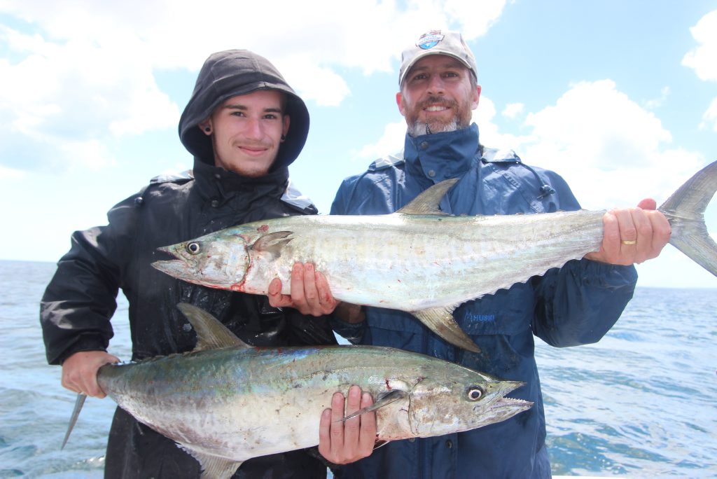 Derek and Caleb had a top day out on the water with Hervey Bay Fly and Sportfishing after hooking these broad bar mackerels. Derek and Caleb had a top day out on the water with Hervey Bay Fly and Sportfishing after hooking these broad bar mackerels.