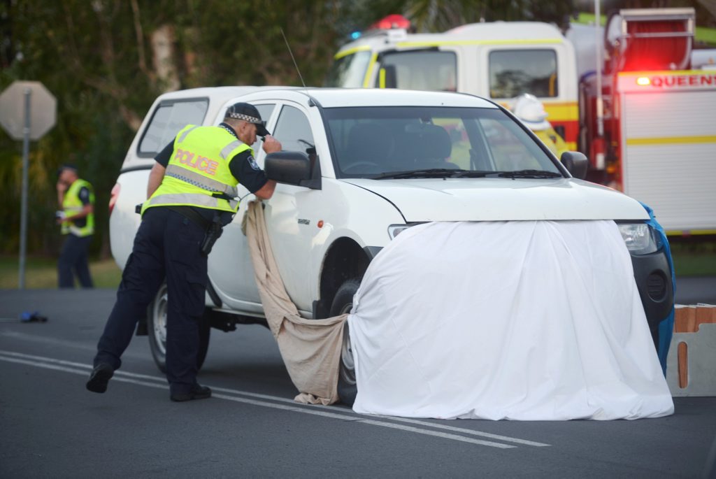 FATAL CRASH: Police and emergency services attend the scene of a fatal crash on Whalley Street in Bargara between a car and a cyclist around 5:30pm.
FATAL CRASH: Police and emergency services attend the scene of a fatal crash on Whalley Street in Bargara between a car and a cyclist around 5:30pm.