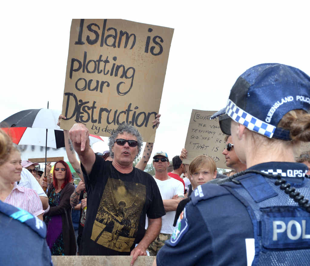 A major protest in September last year when hundreds rallied against a planned mosque. A major protest in September last year when hundreds rallied against a planned mosque.
