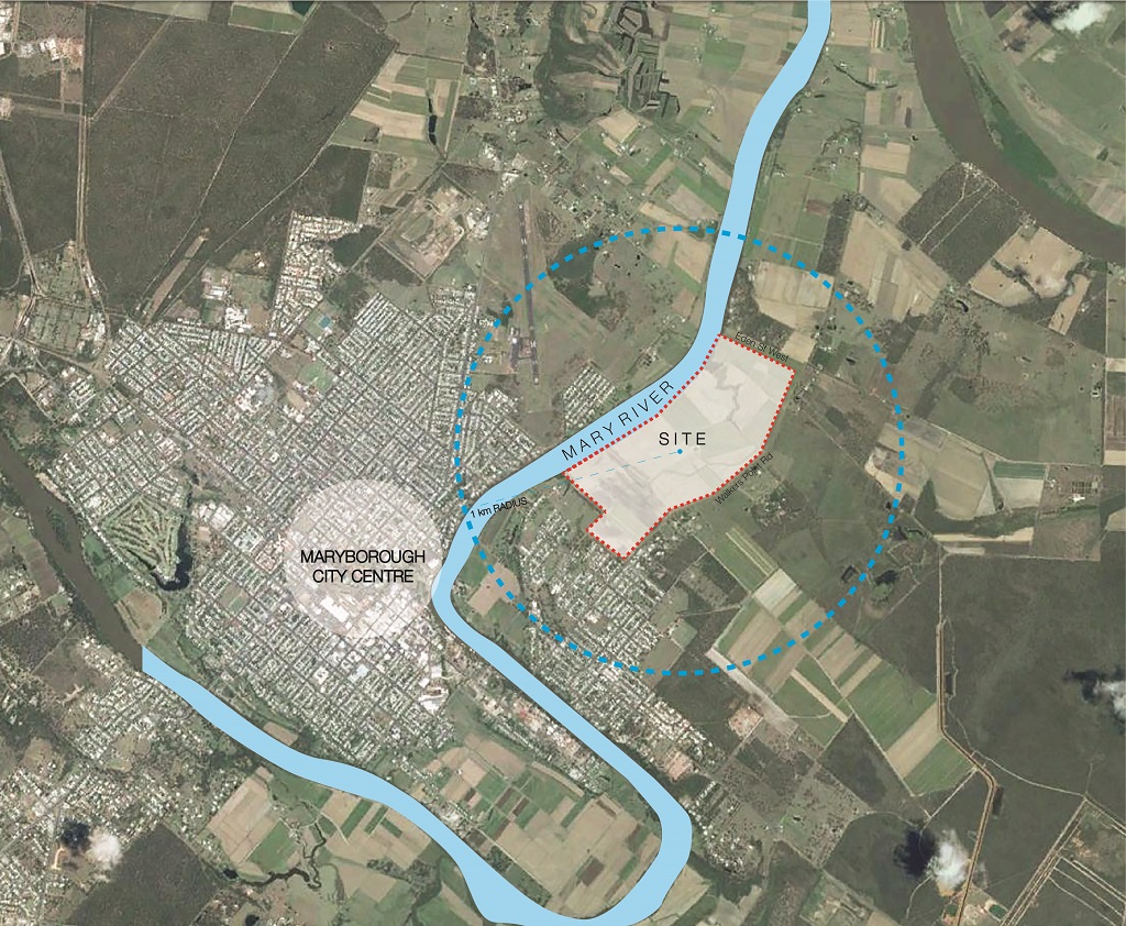 An aerial photo showing the location of the proposed Mary Harbour residential development by MSF Sugar. An aerial photo showing the location of the proposed Mary Harbour residential development by MSF Sugar.