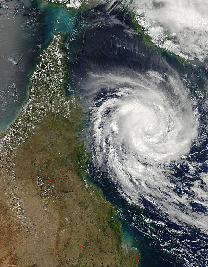 Tropical Cyclone Nathan can be seen approaching the Queensland coastline as a Category Four system in satellite images released by NASA. Tropical Cyclone Nathan can be seen approaching the Queensland coastline as a Category Four system in satellite images released by NASA.