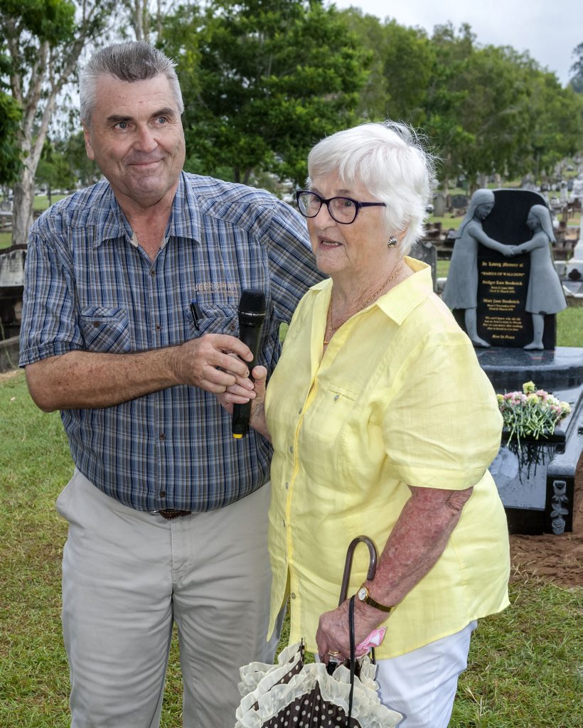Councillor David Pahlke with Joan Busby at The Babies of Walloon grave dedication. Councillor David Pahlke with Joan Busby at The Babies of Walloon grave dedication.