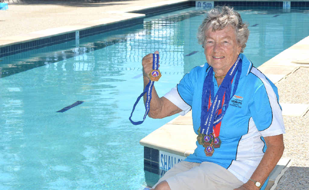Though 89 years old, Margaret Cunningham broke six state records on the way to six individual gold medals in the Queensland Masters State Long Course Championships. Though 89 years old, Margaret Cunningham broke six state records on the way to six individual gold medals in the Queensland Masters State Long Course Championships.