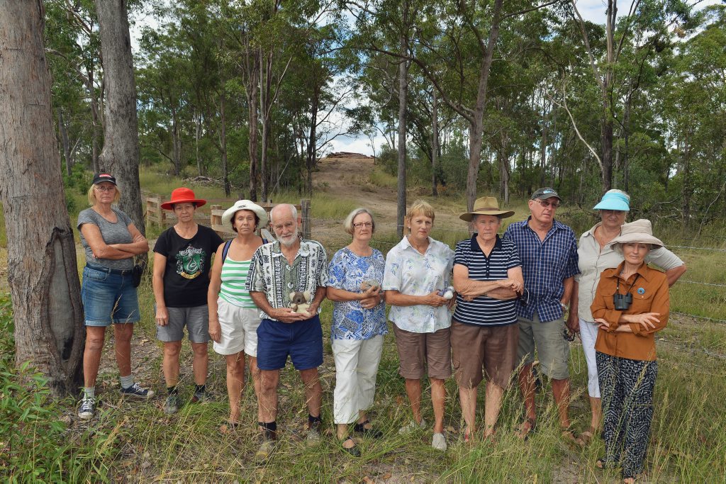 Clearing of land off Groundwater Road, Gympie. From left, Maureen Lambooy, Coral Graham, Sylvia Kincs, Don Sinclair, Annette Bourke, Nonie Metzler, Robin Breen, Bruce McCulloch, Barbara Yule and Wendy McPherson protesting at the clearing of habitat trees. Photo Greg Miller / Gympie Times Clearing of land off Groundwater Road, Gympie. From left, Maureen Lambooy, Coral Graham, Sylvia Kincs, Don Sinclair, Annette Bourke, Nonie Metzler, Robin Breen, Bruce McCulloch, Barbara Yule and Wendy McPherson protesting at the clearing of habitat trees. Photo Greg Miller / Gympie Times