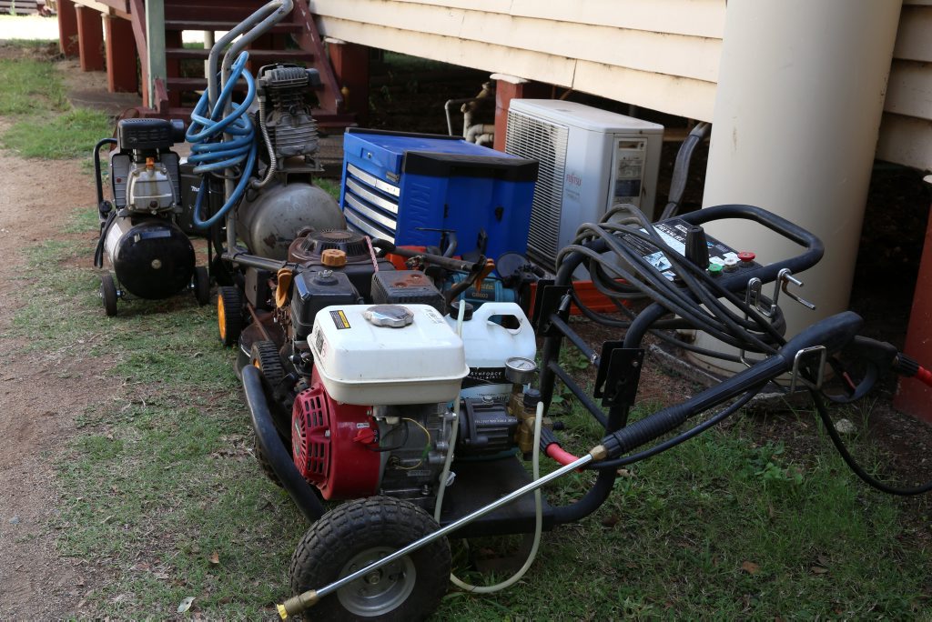 A number of power tools found are believed to have been stolen. A number of power tools found are believed to have been stolen.