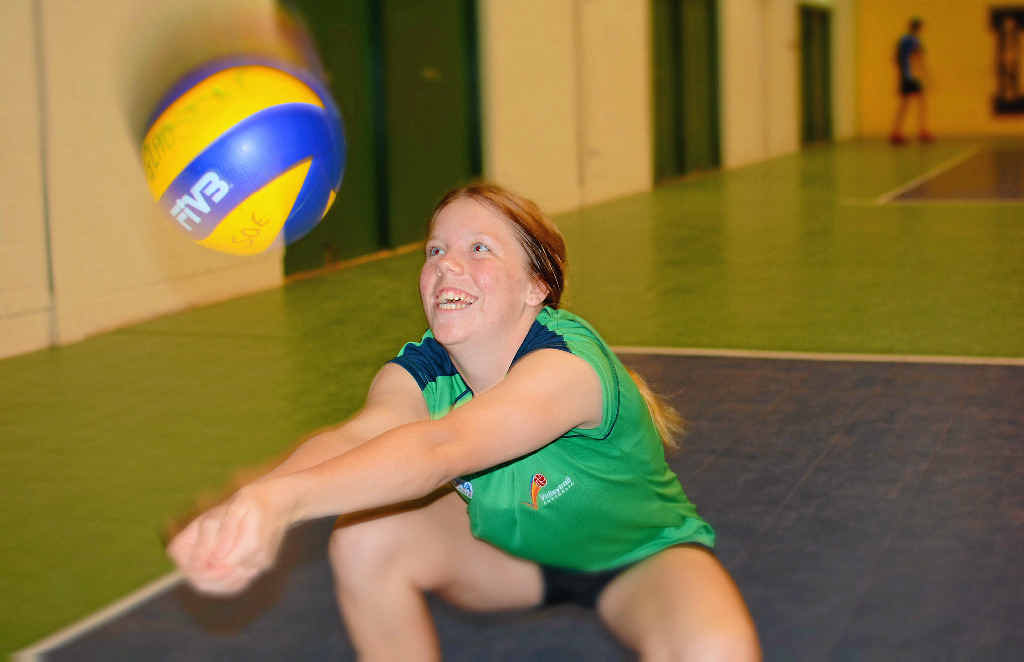 NATIONAL DUTY: Volleyballer Denzi Petry gets low for a dig in practice yesterday. The 15-year-old will represent Australia in Anzac Cup in New Zealand later this year. NATIONAL DUTY: Volleyballer Denzi Petry gets low for a dig in practice yesterday. The 15-year-old will represent Australia in Anzac Cup in New Zealand later this year.