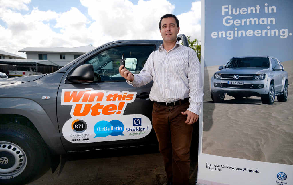 TORQUE OF THE TOWN: Rockhampton Prestige’s Brad McBain wants to give you the keys to this Volkswagen ute up for grabs in the “Win a Ute” competition.
