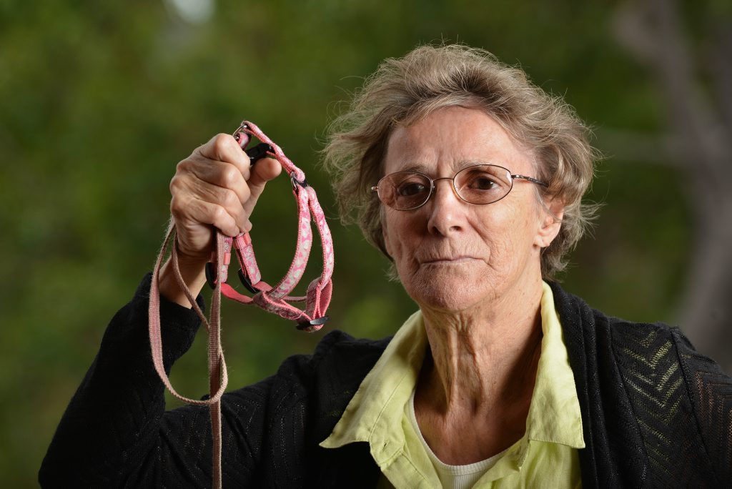 Jean Smith and her dog Lucky, a shih tzu cross maltese was attached by another dog while out walking and Lucky was killed in the incident. March 31, 2015. Photo Patrick Woods / Gympie Times Jean Smith and her dog Lucky, a shih tzu cross maltese was attached by another dog while out walking and Lucky was killed in the incident. March 31, 2015. Photo Patrick Woods / Gympie Times