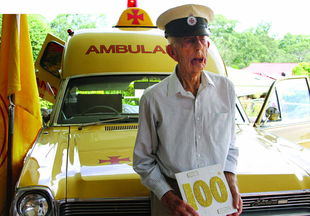 WELL DONE: Les Merker celebrates turning 100 and almost a lifetime of serving in emergency services at Gladstone, Boonah, Childers and Brisbane Headquarters before retiring. He is pictured with a well-kept 1970s ambulance. WELL DONE: Les Merker celebrates turning 100 and almost a lifetime of serving in emergency services at Gladstone, Boonah, Childers and Brisbane Headquarters before retiring. He is pictured with a well-kept 1970s ambulance.