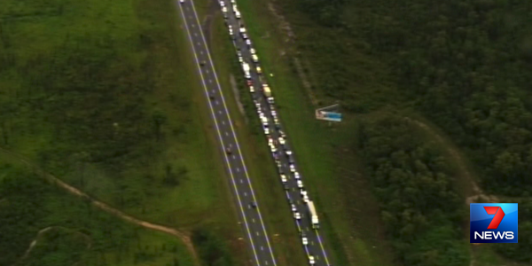 Elimbah crash Channel 7 footage of traffic Elimbah crash Channel 7 footage of traffic