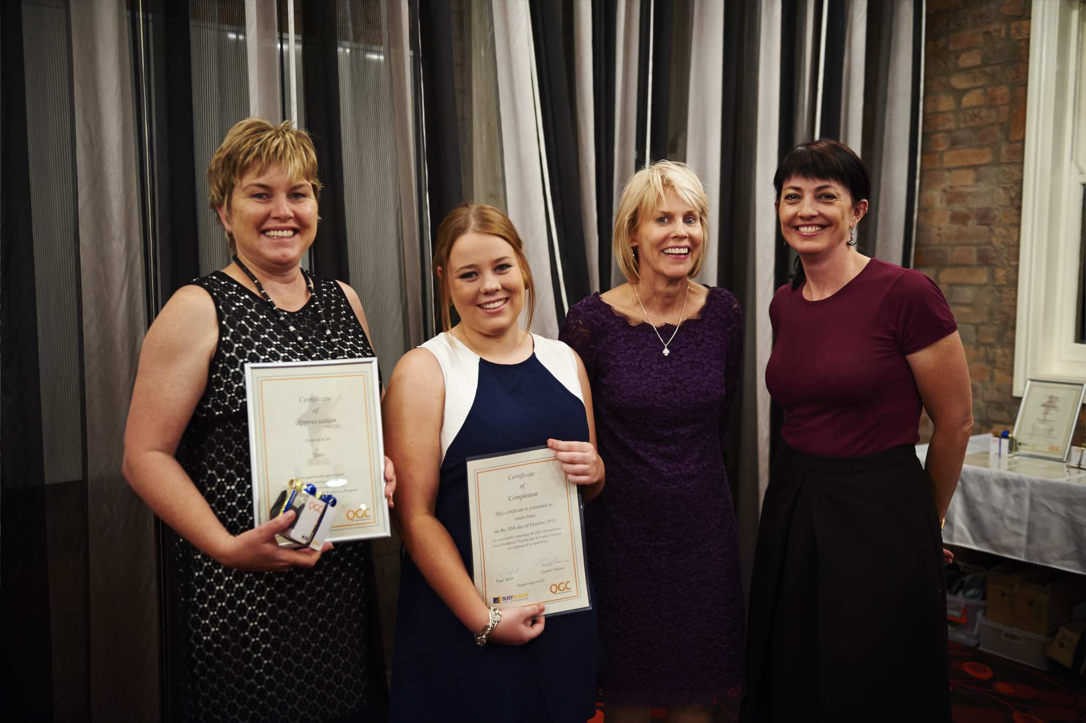 Left to right: Le-Anne Callaghan, Manager Dalby Office DISCO, Janah O’Shea, Sue Loch General Manager BUSY At Work, Jane Roberts Social Investments Manager Sustainability QGC. Left to right: Le-Anne Callaghan, Manager Dalby Office DISCO, Janah O’Shea, Sue Loch General Manager BUSY At Work, Jane Roberts Social Investments Manager Sustainability QGC.
