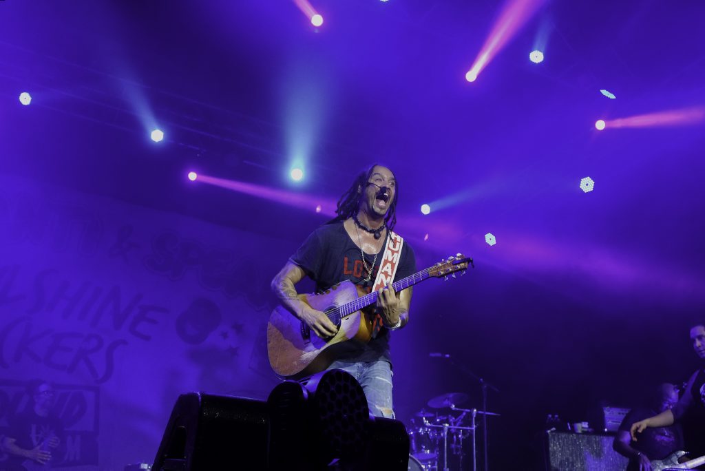 Michael Franti's Soulshine at Bluesfest. Photo : Mireille Merlet-Shaw/Northern Star Michael Franti's Soulshine at Bluesfest. Photo : Mireille Merlet-Shaw/Northern Star
