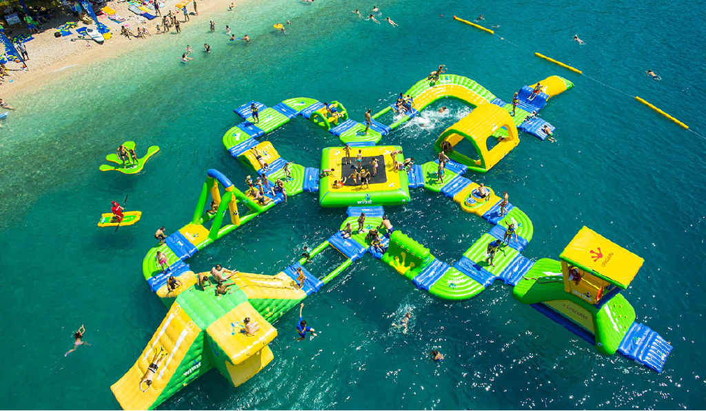 This is one of two new aqua parks to be trialled at Airlie Beach. It is planned to be open within a few months. This is one of two new aqua parks to be trialled at Airlie Beach. It is planned to be open within a few months.