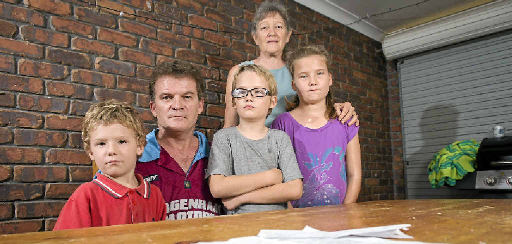 IN DISTRESS: Noah, 5, Liam, 8, Olivia, 10, and former husband Wayne are gravely concerned for the welfare of their loved one due to what they say is a lack of support for mental health patients in Gladstone. IN DISTRESS: Noah, 5, Liam, 8, Olivia, 10, and former husband Wayne are gravely concerned for the welfare of their loved one due to what they say is a lack of support for mental health patients in Gladstone.