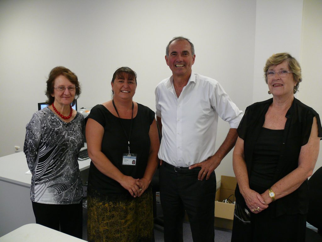POLL POSITION: Christian Democrat candidate for Clarence Carol Ordish, returning officer Lisa Stout, Member for Clarence Chris Gulaptis and Electoral Commission Grafton office manager Josephine Saunder after Mr Gulaptis was officially declared the winner of the seas. Photo Tim Howard / Daily Examiner