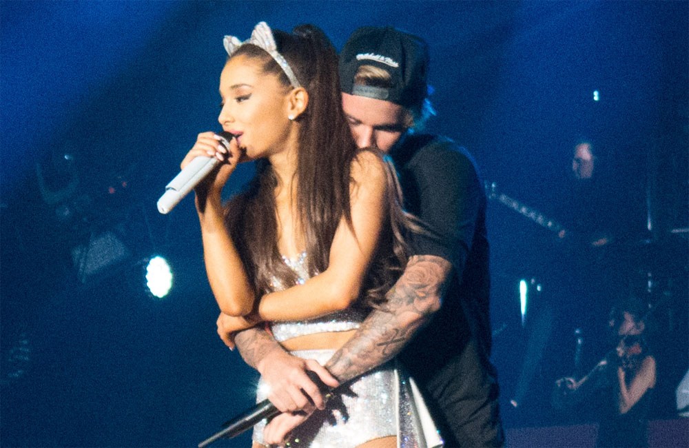 Ariana Grande and Justin Bieber on stage Ariana Grande and Justin Bieber on stage