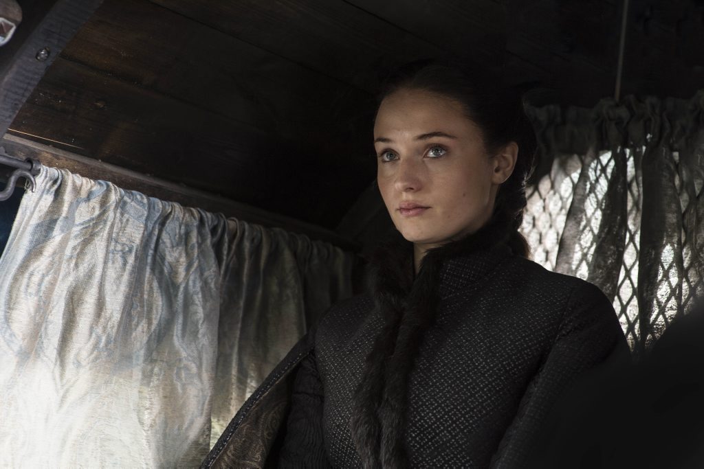 Sophie Turner as Sansa Stark in the TV series Game of Thrones. Sophie Turner as Sansa Stark in the TV series Game of Thrones.
