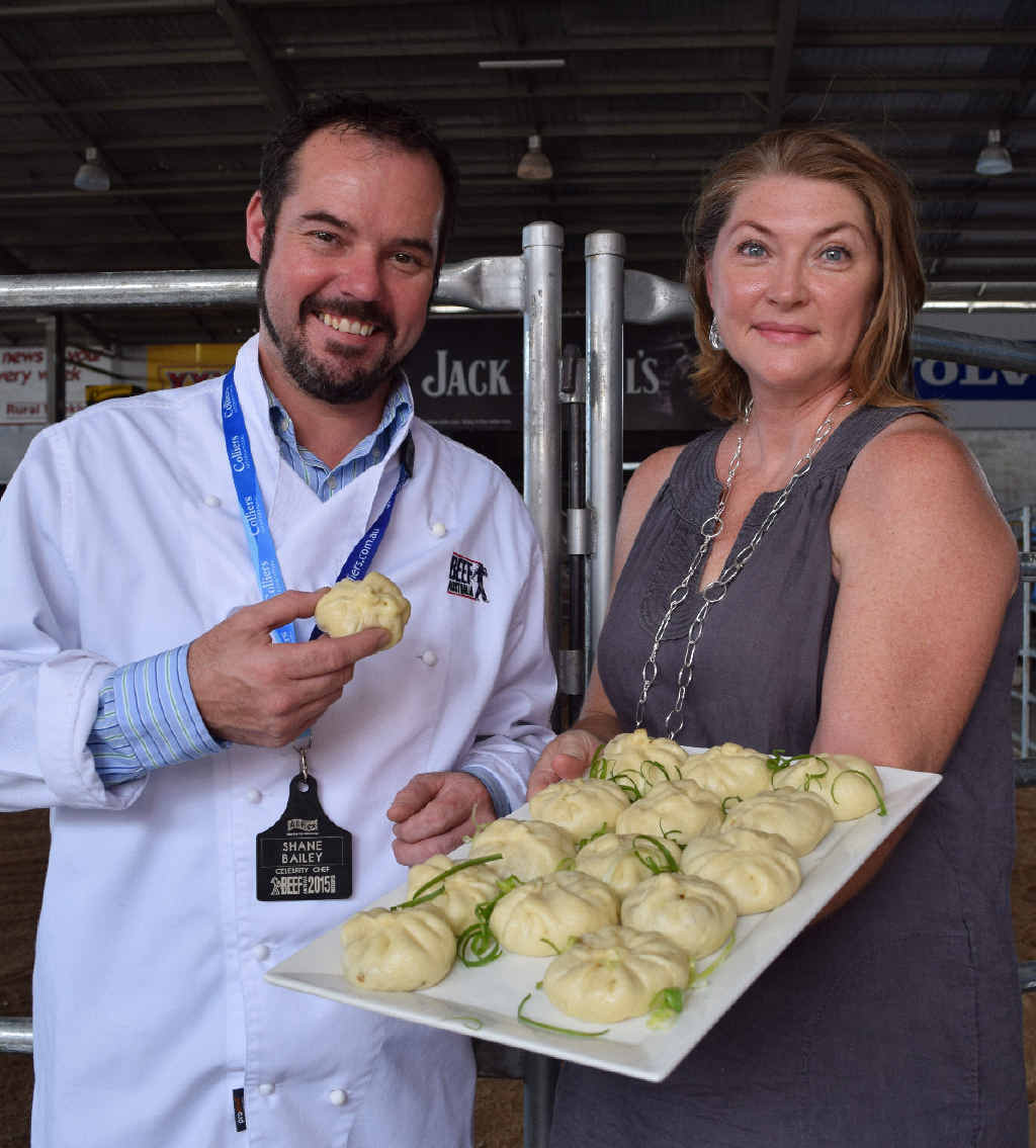 DELICIOUS DISH: Chef Shane Bailey with Rockhampton’s Amanda Lawrence and her Sichuan Steamed Buns, which will be served at Beef Australia . DELICIOUS DISH: Chef Shane Bailey with Rockhampton’s Amanda Lawrence and her Sichuan Steamed Buns, which will be served at Beef Australia .
