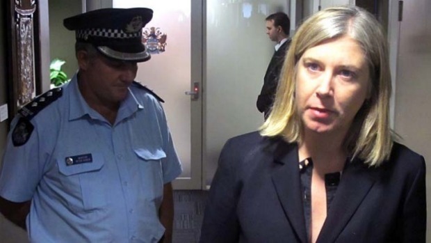 Councillor Nicole Johnston is removed from Brisbane City Council chambers in 2011. Photo: Tony Moore
Councillor Nicole Johnston is removed from Brisbane City Council chambers in 2011. Photo: Tony Moore