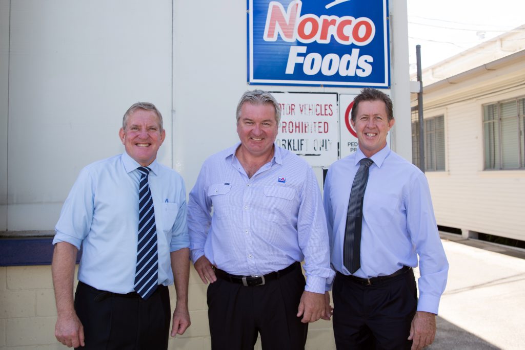 Federal Minister for Industry and Science Ian Macfarlane, Norco CEO Brett Kelly and Member for Cowper Luke Hartsuyker at Norco's Raleigh factory. 15 APRIL 2015 Photo Gemima Harvey/Coffs Coast Advocate Federal Minister for Industry and Science Ian Macfarlane, Norco CEO Brett Kelly and Member for Cowper Luke Hartsuyker at Norco's Raleigh factory. 15 APRIL 2015 Photo Gemima Harvey/Coffs Coast Advocate