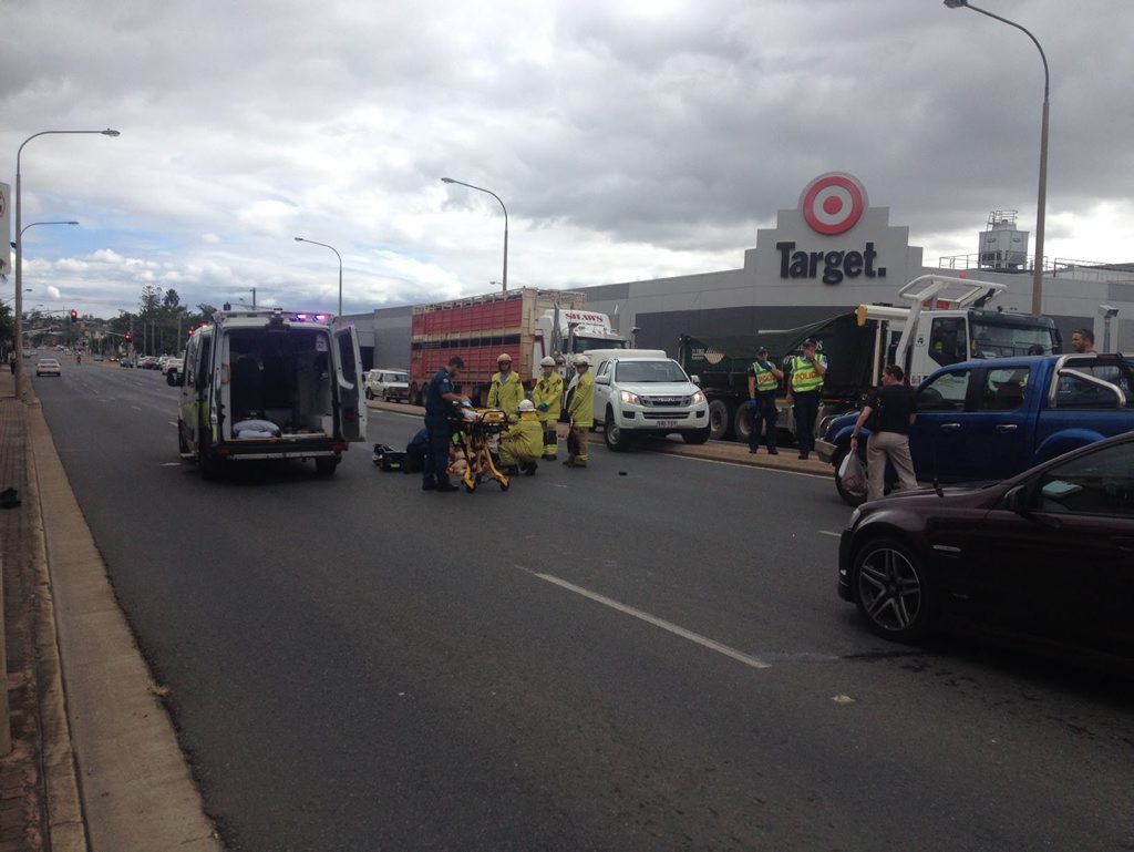 MAN HIT: Emergency services work to treat a man hit by a car. MAN HIT: Emergency services work to treat a man hit by a car.