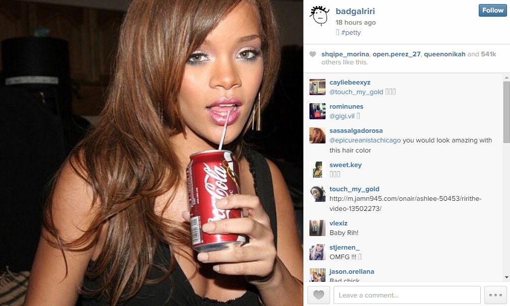 Rihanna... and coke. Rihanna... and coke.