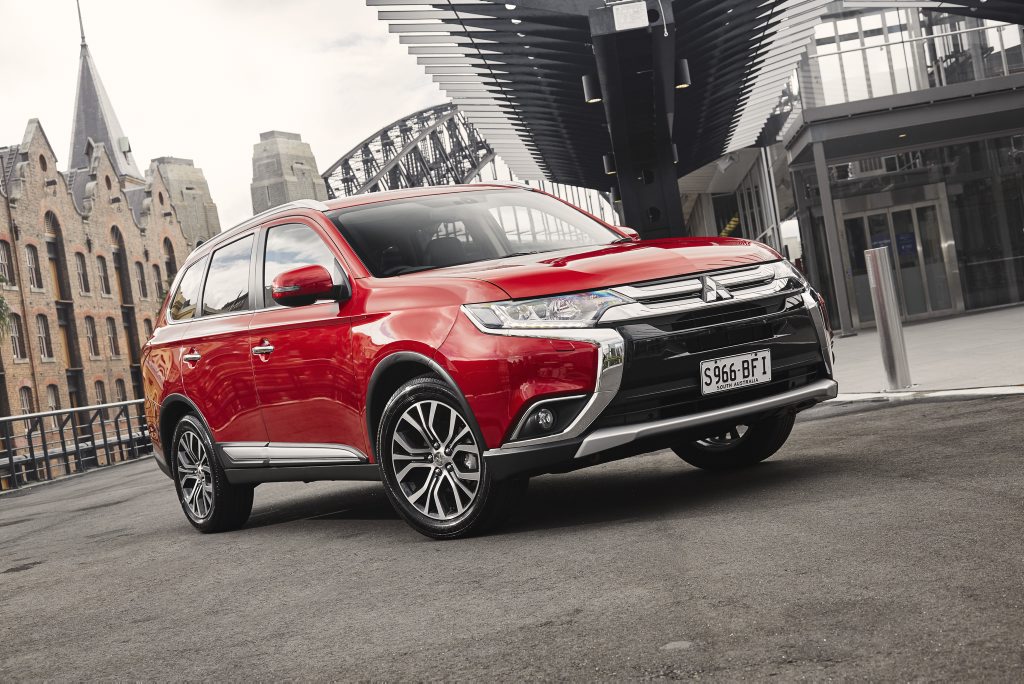 The 2016 model Mitsubishi Outlander. The 2016 model Mitsubishi Outlander.